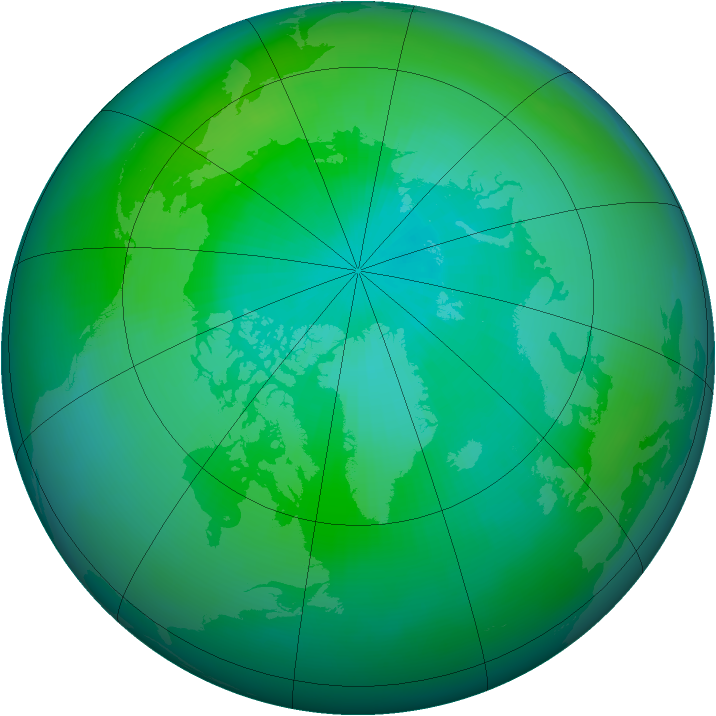 Arctic ozone map for September 2001